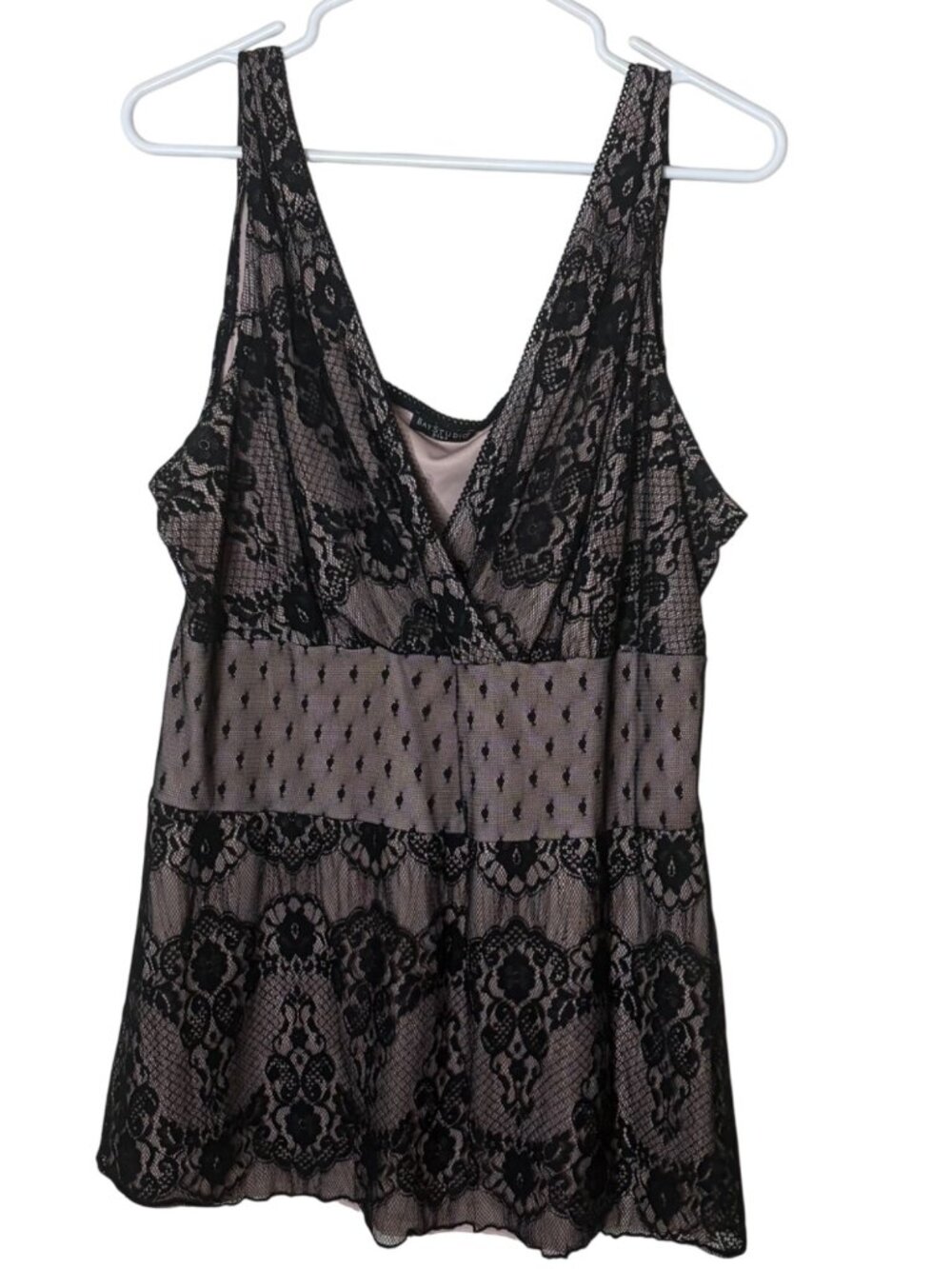 Bay Studio Plus 1X Black Lace Overlay Sleeveless Top Empire Waist Whimsigoth